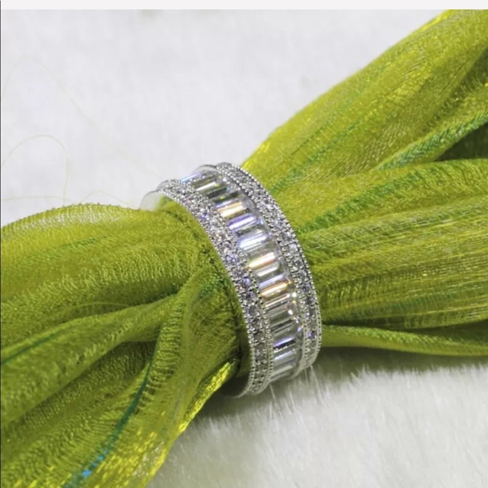 18k White Gold Filled CZ Wedding Band Ring - Picture 8 of 8